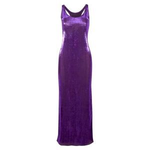 New Juan Carlos Obando Hercules metallic stretch silk maxi dress size 8